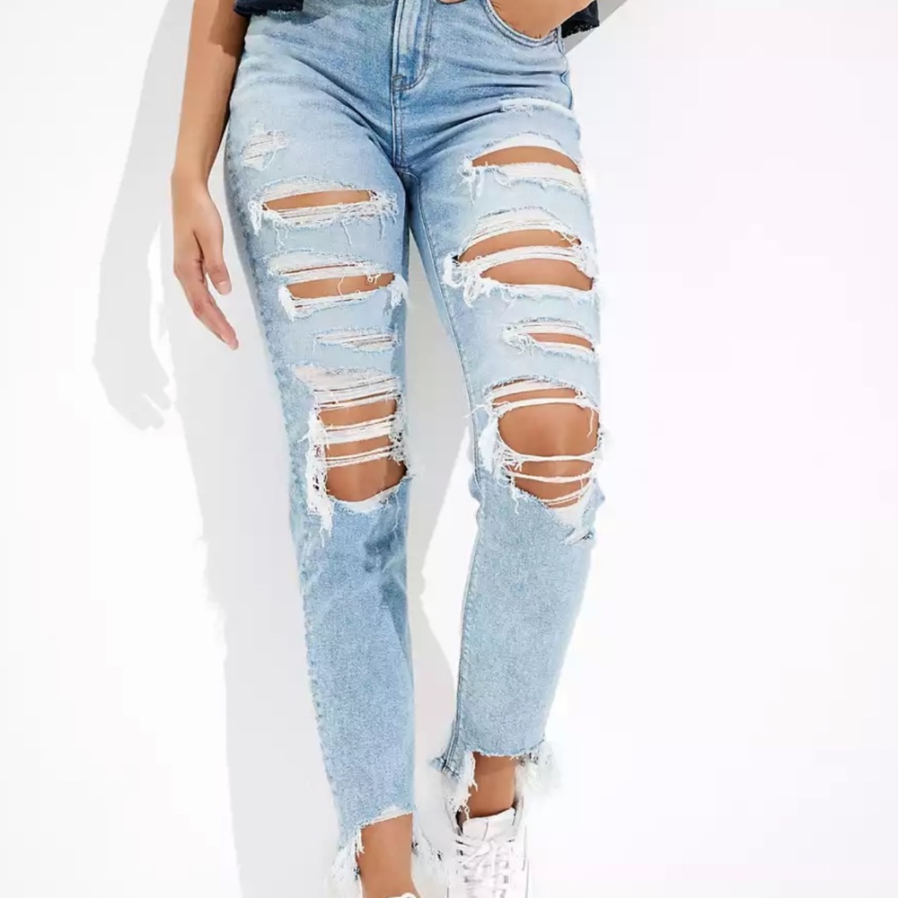 AE Stretch Ripped Mom Jean